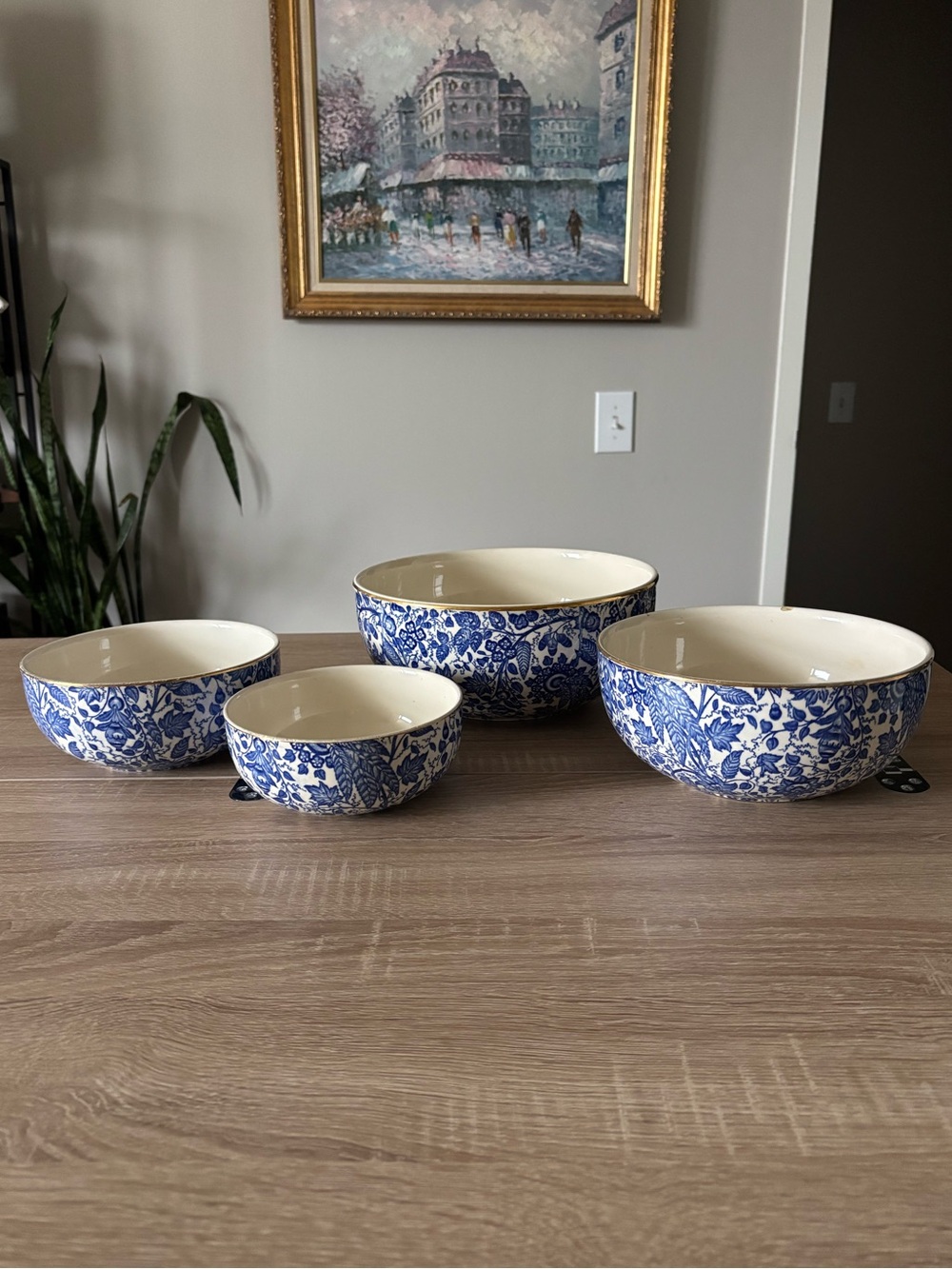 Vintage Waechtersbach Manila Blue White Nesting Bowls West Germany - Set of 4